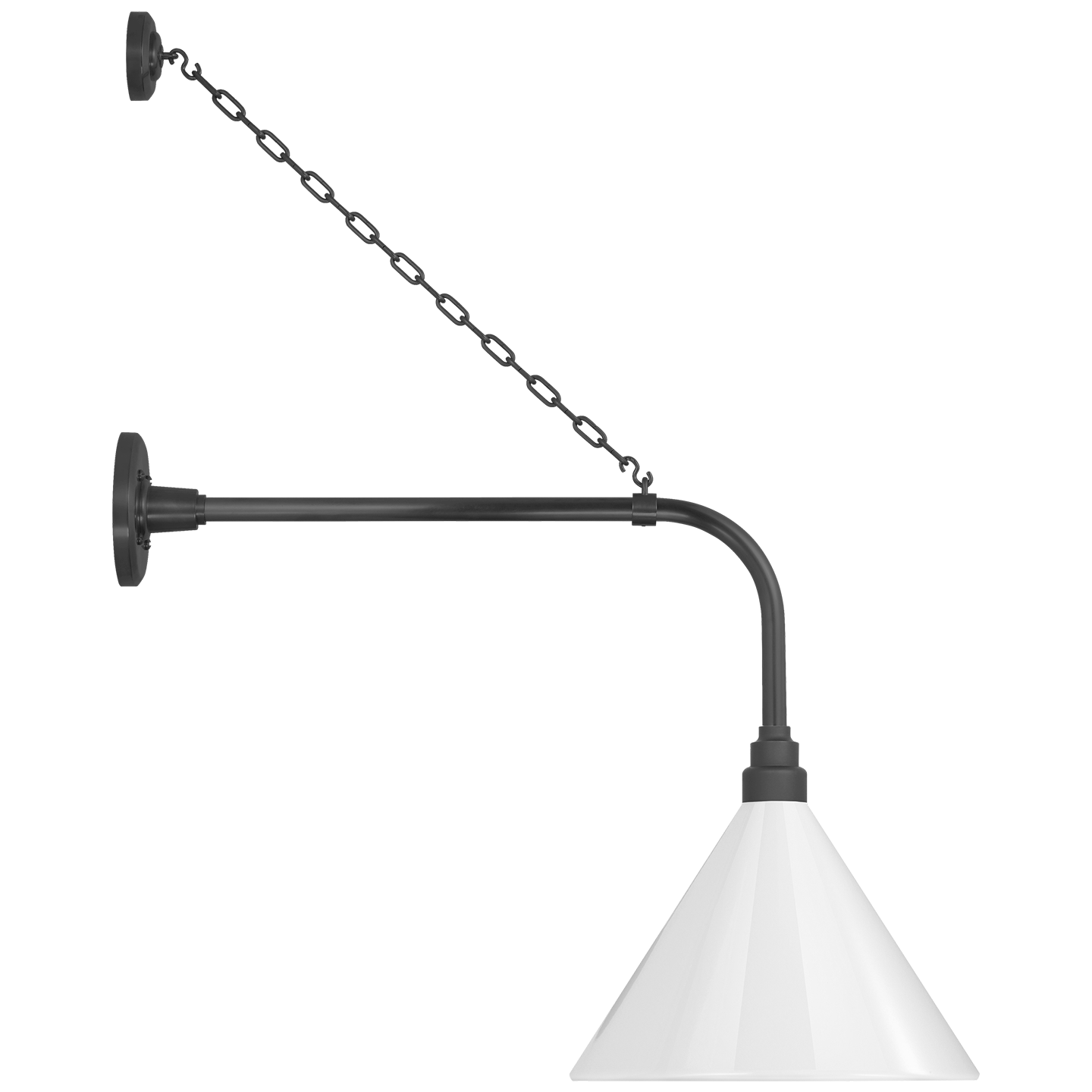 Academy 20" Anchored Rex Barn Light | Matte Black | 12.5 | 12.5" White Conical Savannah Shade