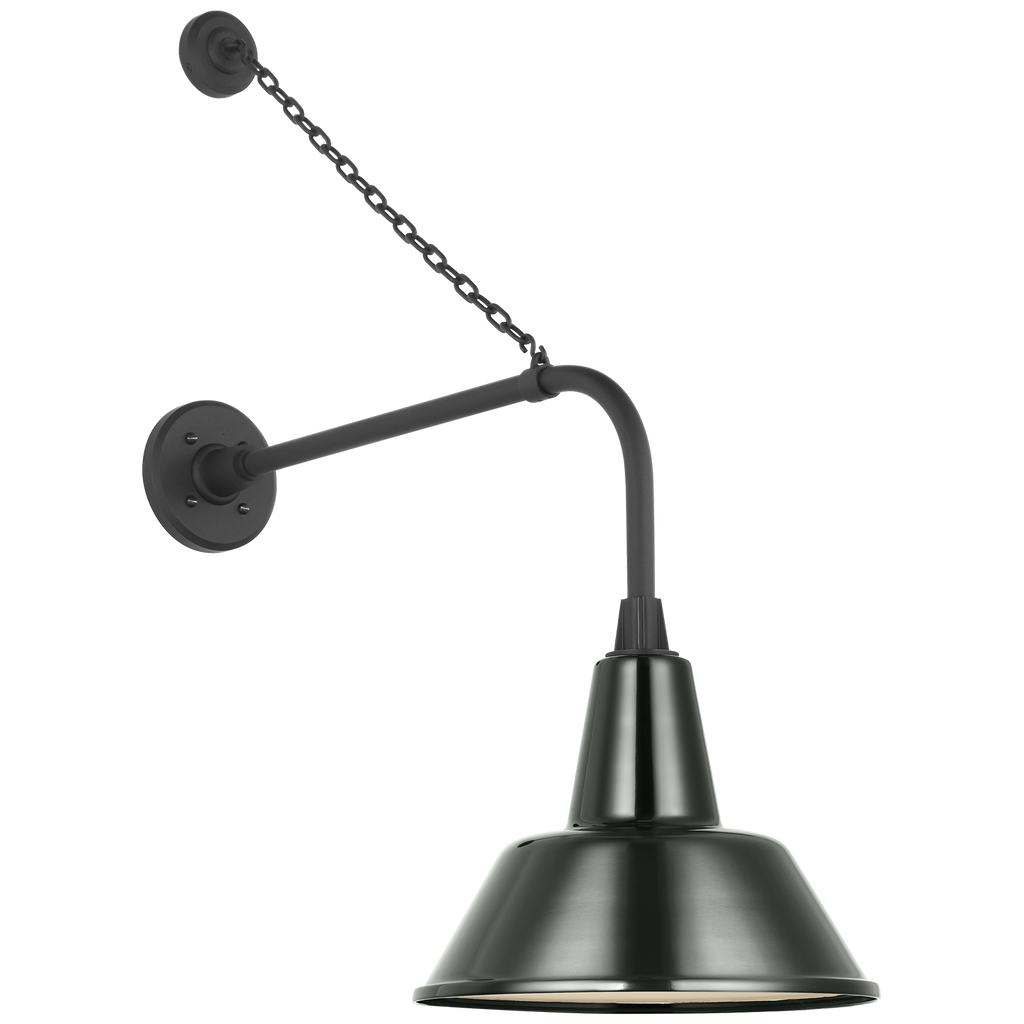 Academy 20" Anchored Rex Barn Light | Matte Black | 12.5 | 12.5" Green Bowers Shade