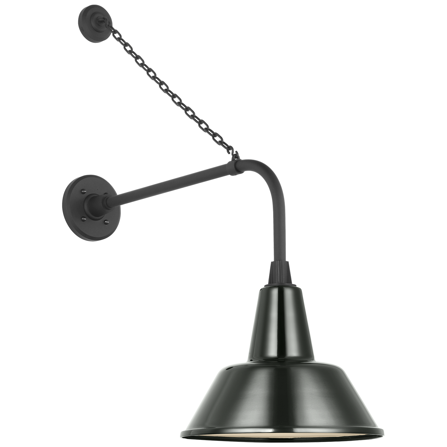 Academy 20" Anchored Rex Barn Light | Matte Black | 12.5 | 12.5" Green Bowers Shade