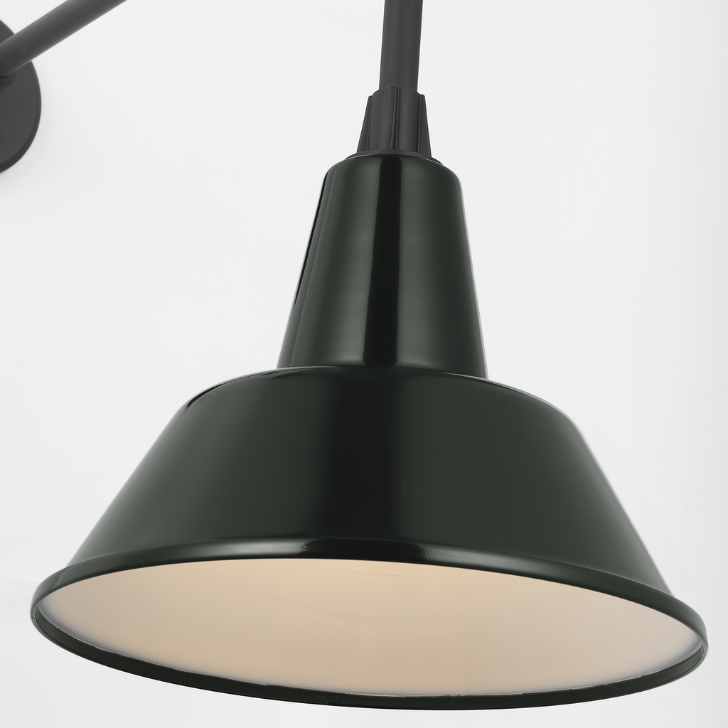 Academy 20" Anchored Rex Barn Light | Matte Black | 12.5 | 12.5" Green Bowers Shade