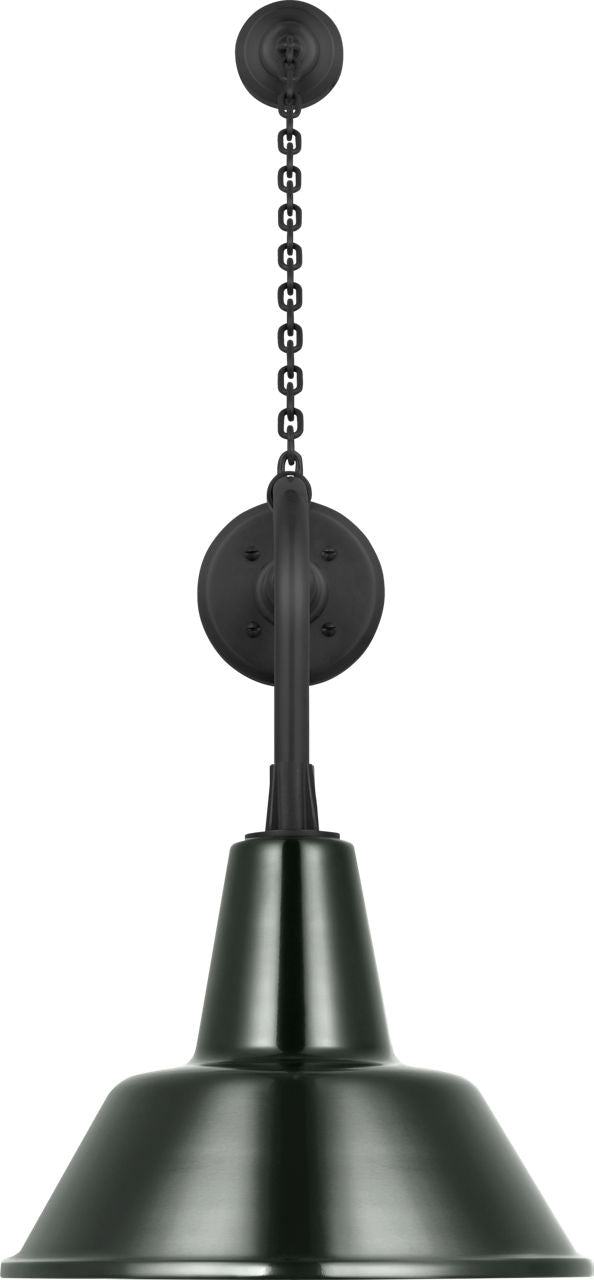 Academy 20" Anchored Rex Barn Light | Matte Black | 12.5 | 12.5" Green Bowers Shade