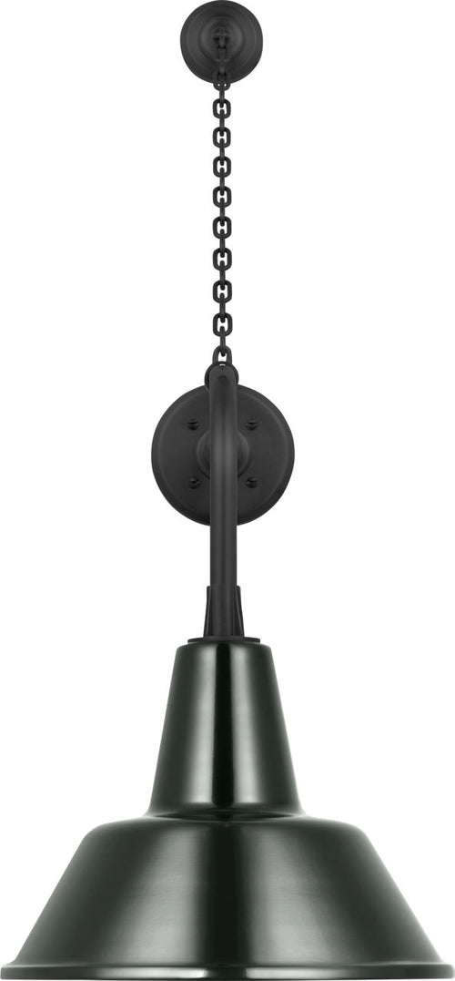 Academy 20" Anchored Rex Barn Light | Matte Black | 12.5 | 12.5" Green Bowers Shade