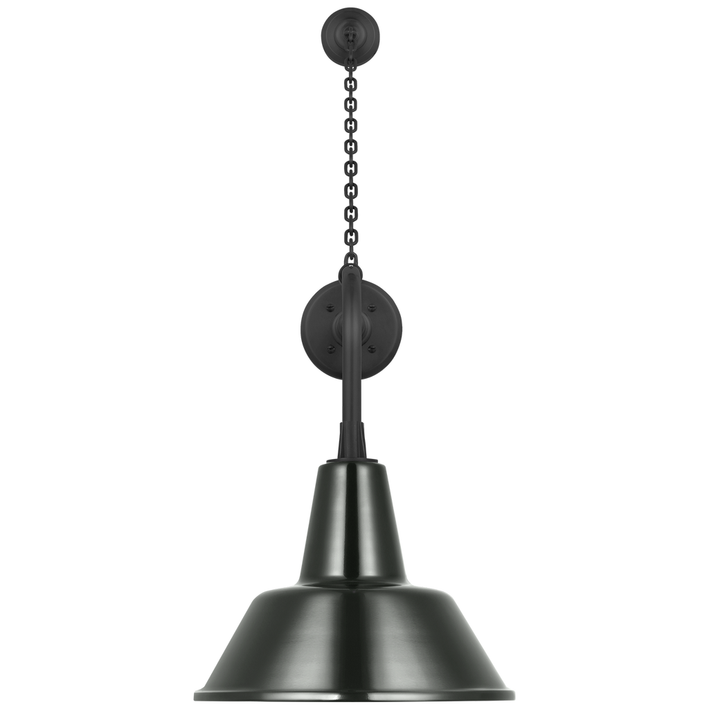 Academy 20" Anchored Rex Barn Light | Matte Black | 12.5 | 12.5" Green Bowers Shade