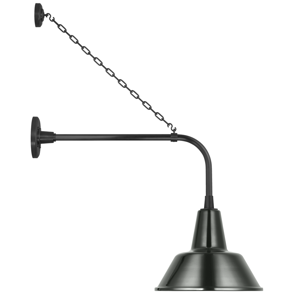Academy 20" Anchored Rex Barn Light | Matte Black | 12.5 | 12.5" Green Bowers Shade