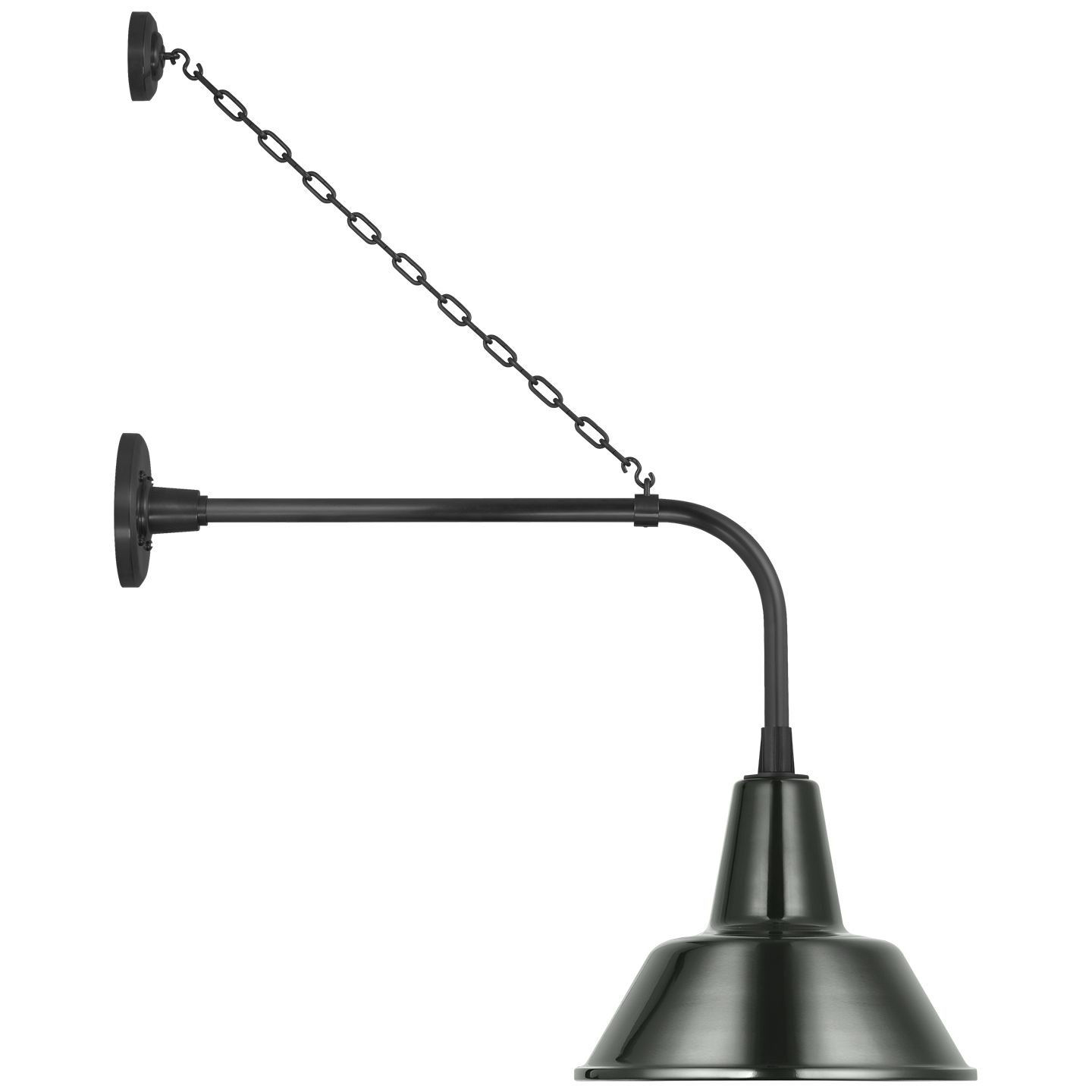 Academy 20" Anchored Rex Barn Light | Matte Black | 12.5 | 12.5" Green Bowers Shade