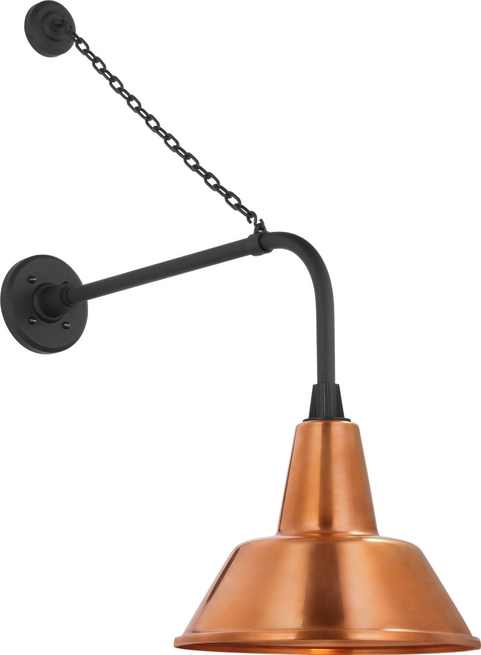 Academy 20" Anchored Rex Barn Light | Matte Black | 12.5 | 12.5" Soft Copper Bowers Shade