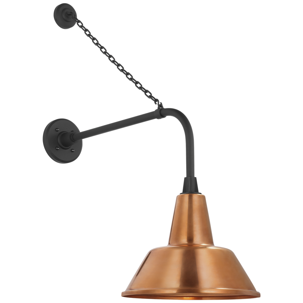 Academy 20" Anchored Rex Barn Light | Matte Black | 12.5 | 12.5" Soft Copper Bowers Shade