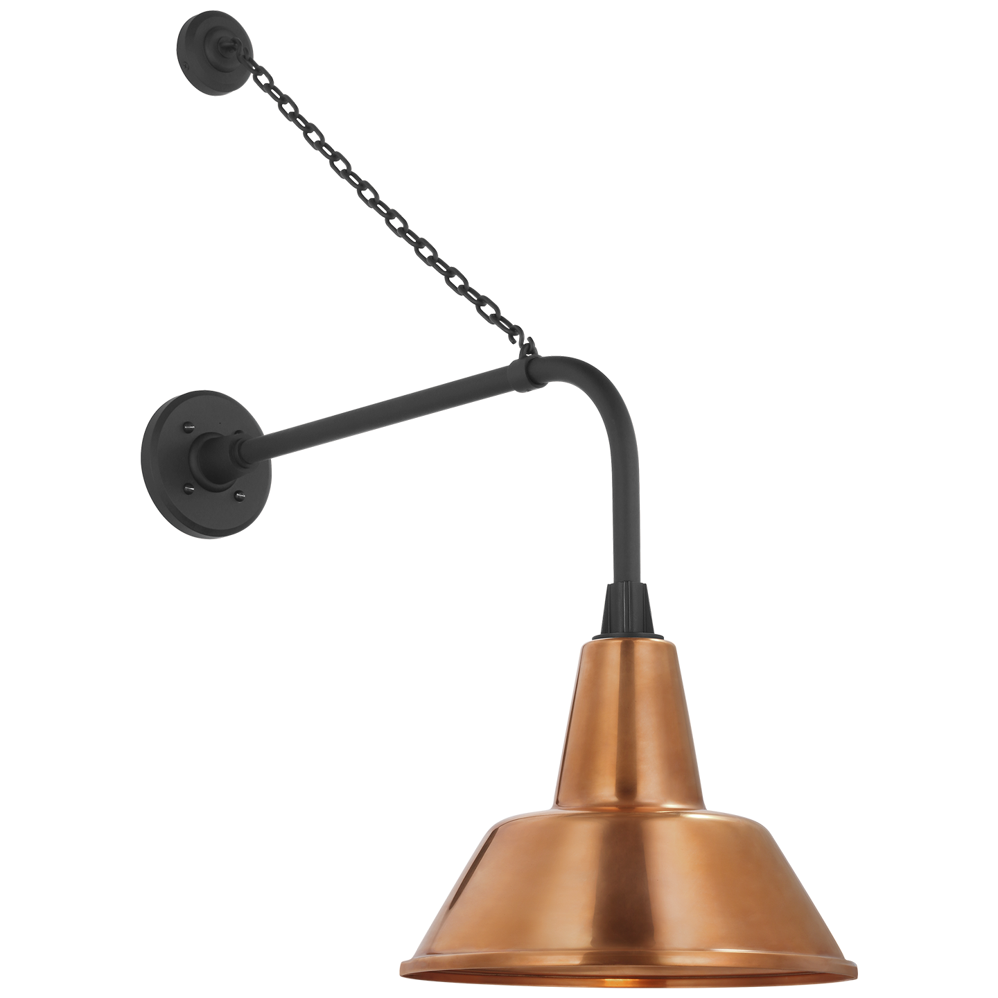 Academy 20" Anchored Rex Barn Light | Matte Black | 12.5 | 12.5" Soft Copper Bowers Shade