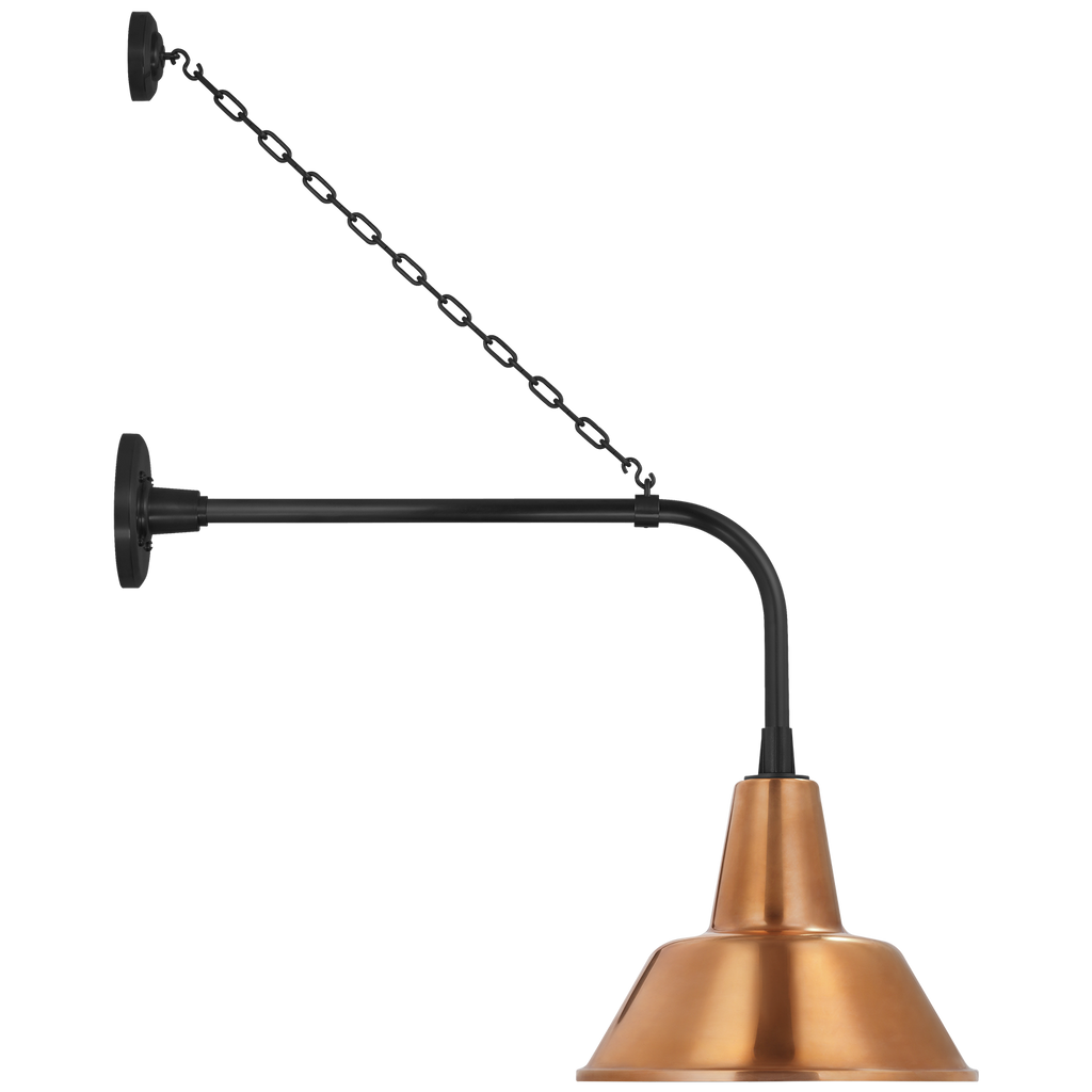 Academy 20" Anchored Rex Barn Light | Matte Black | 12.5 | 12.5" Soft Copper Bowers Shade