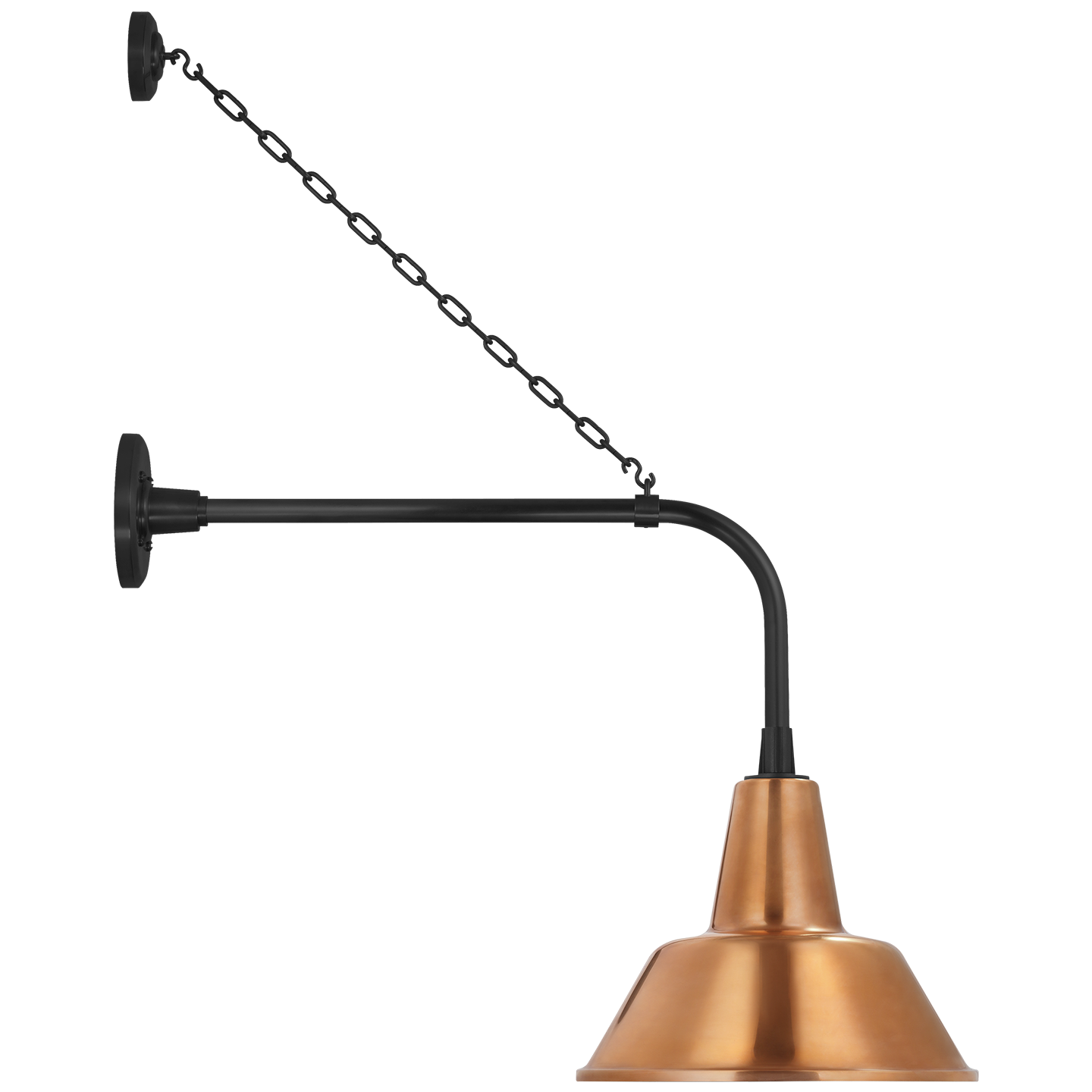 Academy 20" Anchored Rex Barn Light | Matte Black | 12.5 | 12.5" Soft Copper Bowers Shade