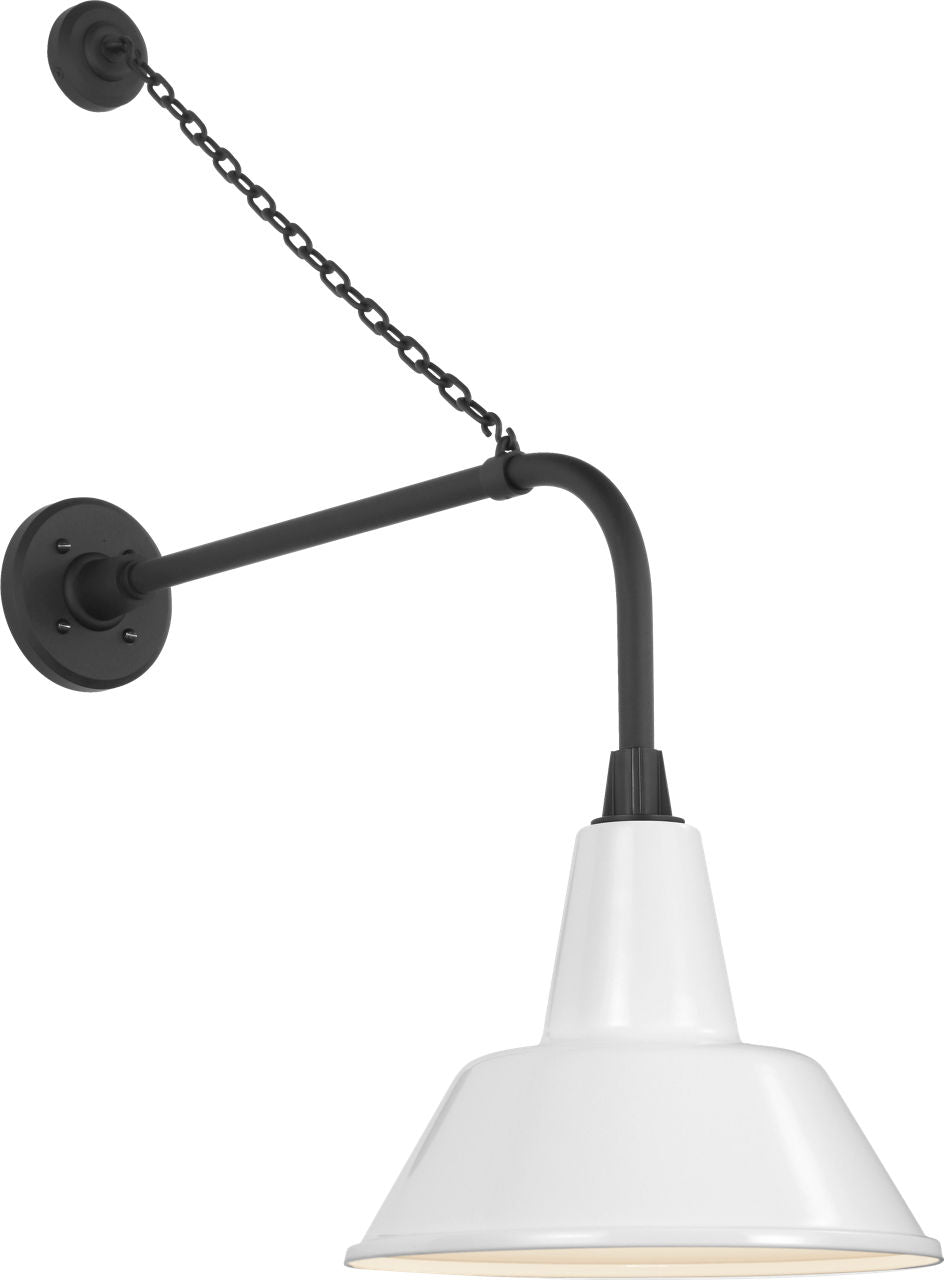Academy 20" Anchored Rex Barn Light | Matte Black | 12.5 | 12.5" White Bowers Shade