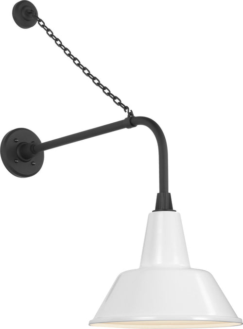Academy 20" Anchored Rex Barn Light | Matte Black | 12.5 | 12.5" White Bowers Shade