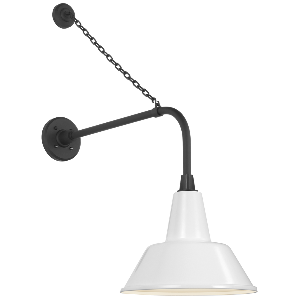 Academy 20" Anchored Rex Barn Light | Matte Black | 12.5 | 12.5" White Bowers Shade