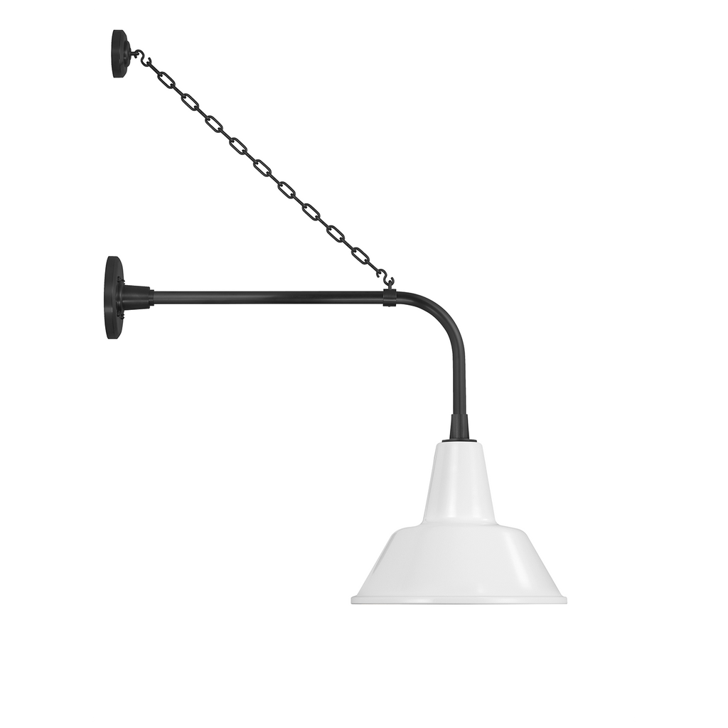 Academy 20" Anchored Rex Barn Light | Matte Black | 12.5 | 12.5" White Bowers Shade