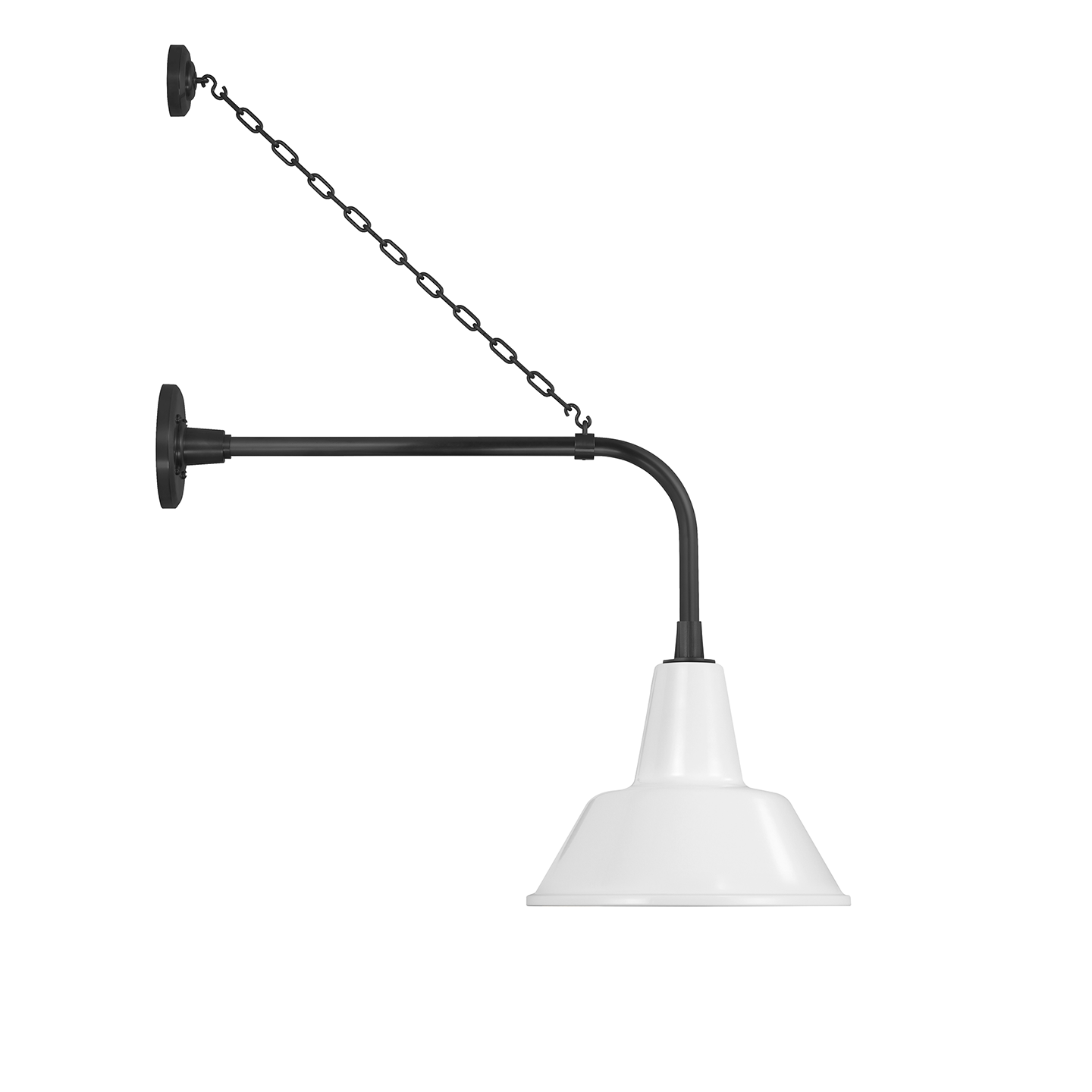 Academy 20" Anchored Rex Barn Light | Matte Black | 12.5 | 12.5" White Bowers Shade