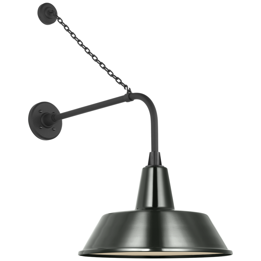 Academy 20" Anchored Rex Barn Light | Matte Black | 16 | 16" Green Bowers Shade