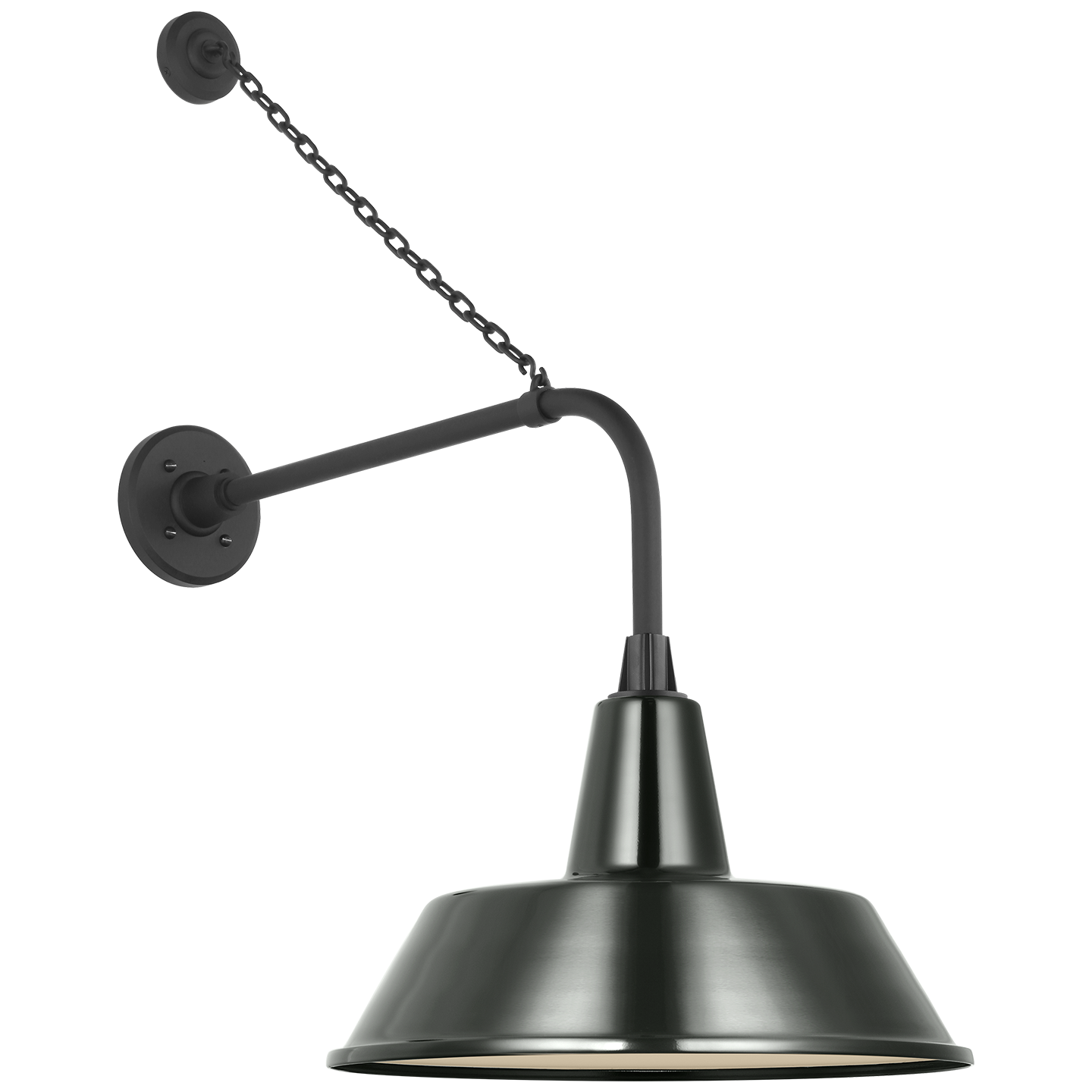 Academy 20" Anchored Rex Barn Light | Matte Black | 16 | 16" Green Bowers Shade