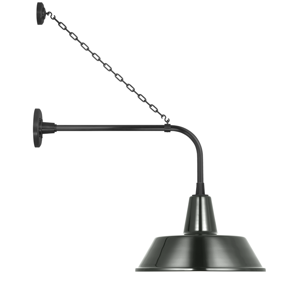 Academy 20" Anchored Rex Barn Light | Matte Black | 16 | 16" Green Bowers Shade