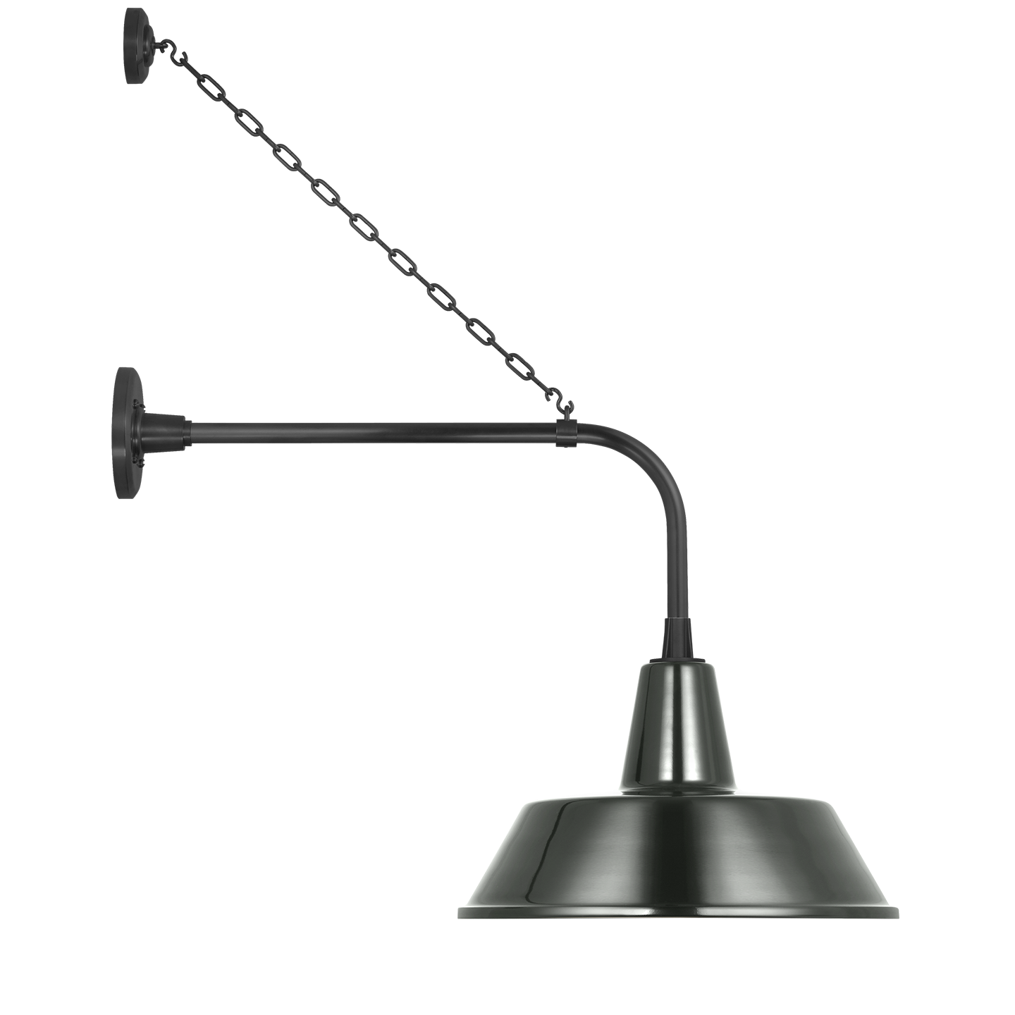 Academy 20" Anchored Rex Barn Light | Matte Black | 16 | 16" Green Bowers Shade