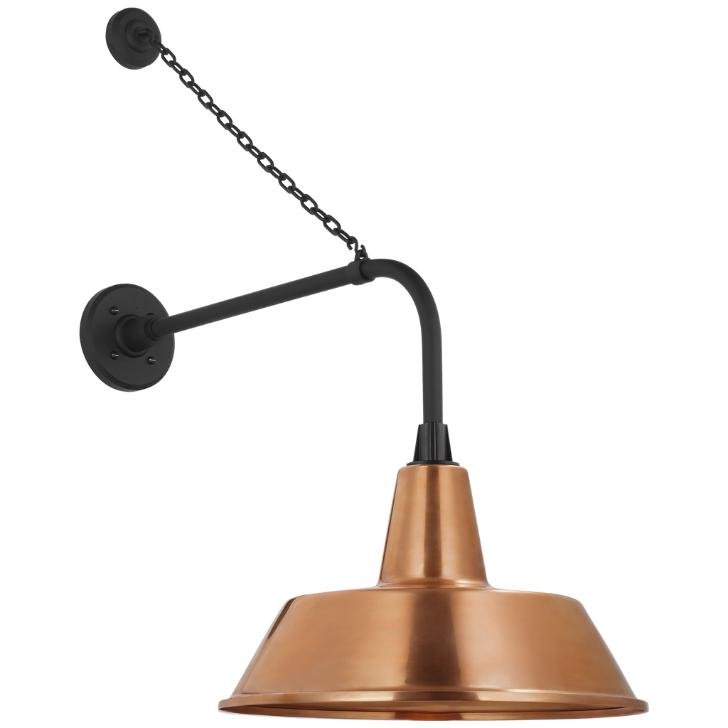 Academy 20" Anchored Rex Barn Light | Matte Black | 16 | 16" Soft Copper Bowers Shade