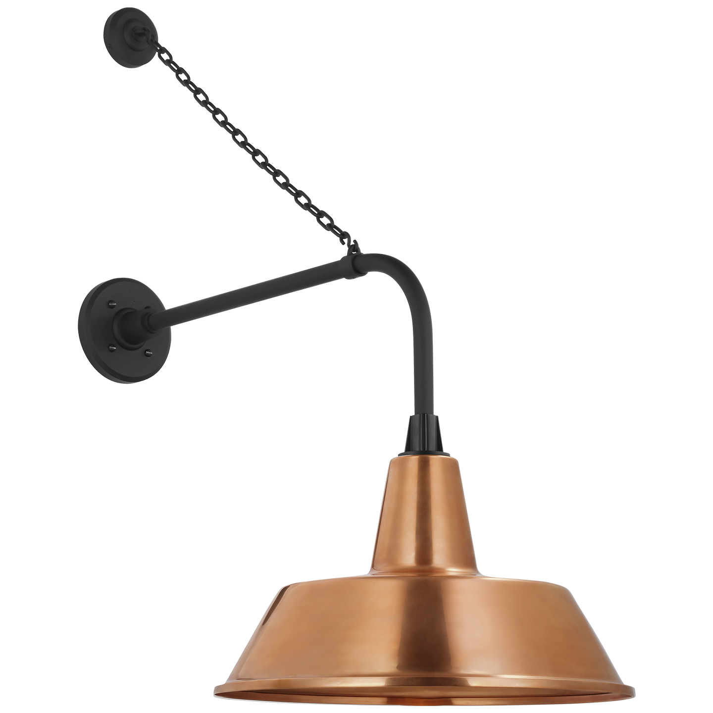 Academy 20" Anchored Rex Barn Light | Matte Black | 16 | 16" Soft Copper Bowers Shade