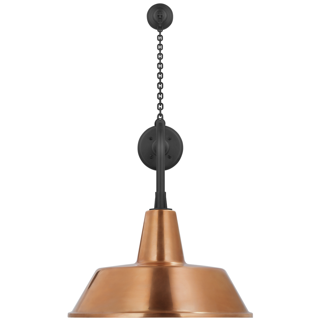 Academy 20" Anchored Rex Barn Light | Matte Black | 16 | 16" Soft Copper Bowers Shade