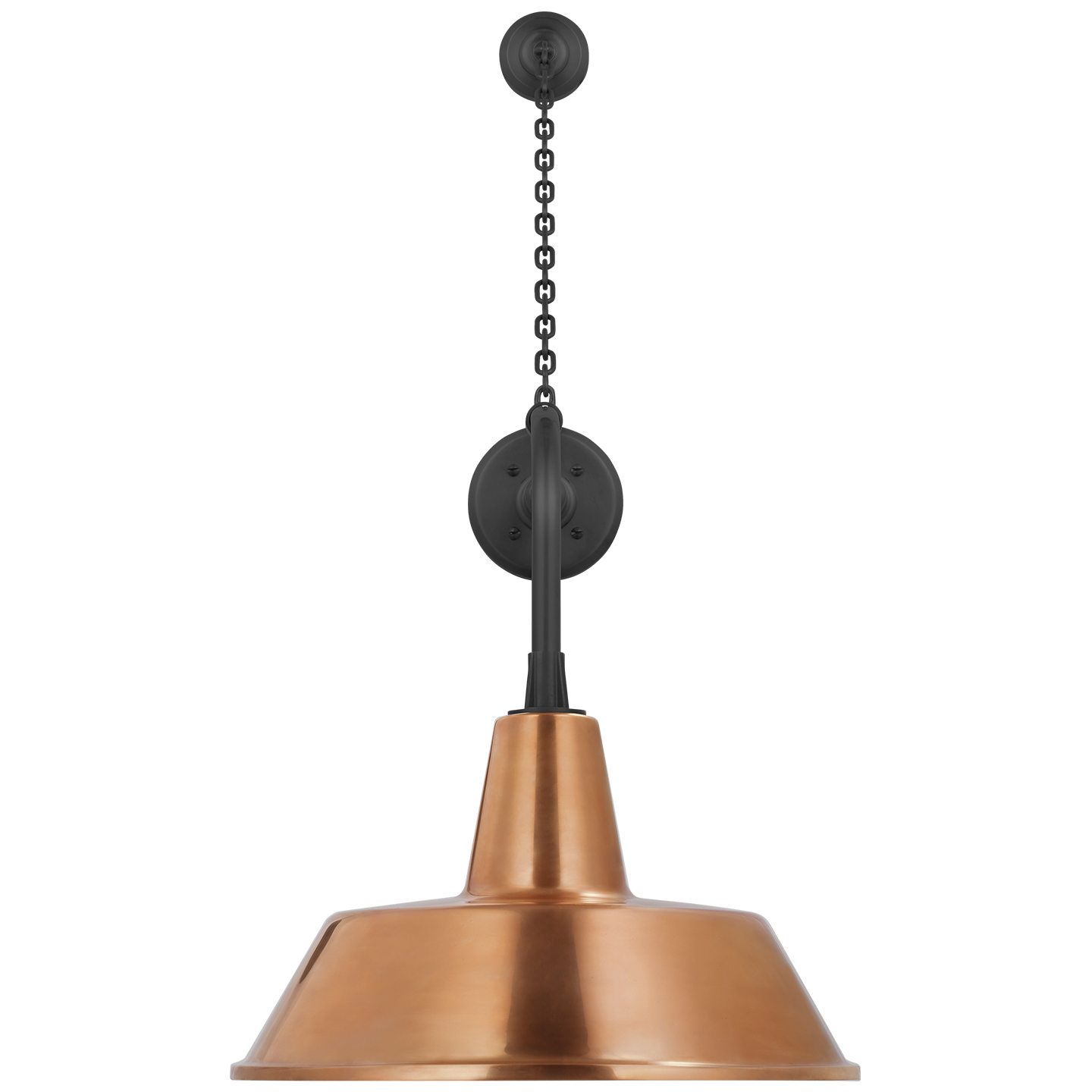 Academy 20" Anchored Rex Barn Light | Matte Black | 16 | 16" Soft Copper Bowers Shade