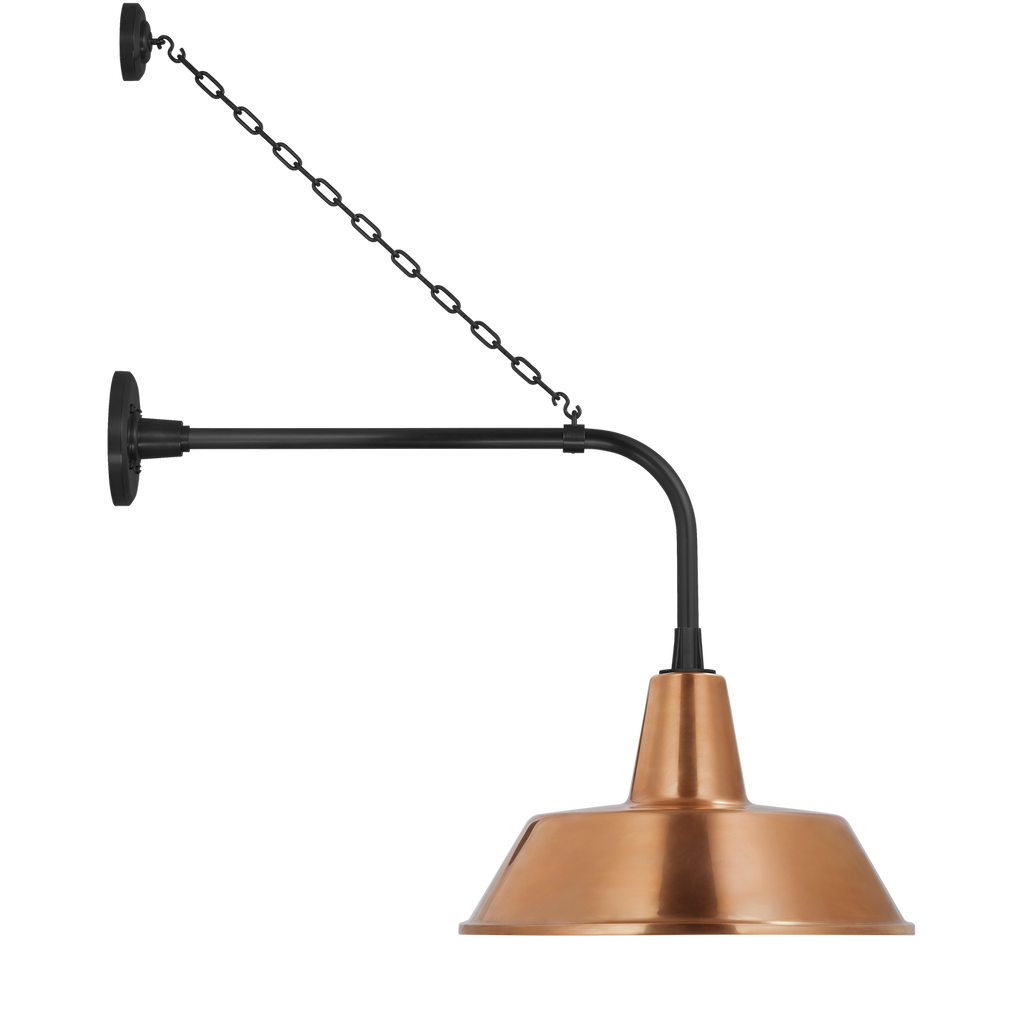 Academy 20" Anchored Rex Barn Light | Matte Black | 16 | 16" Soft Copper Bowers Shade