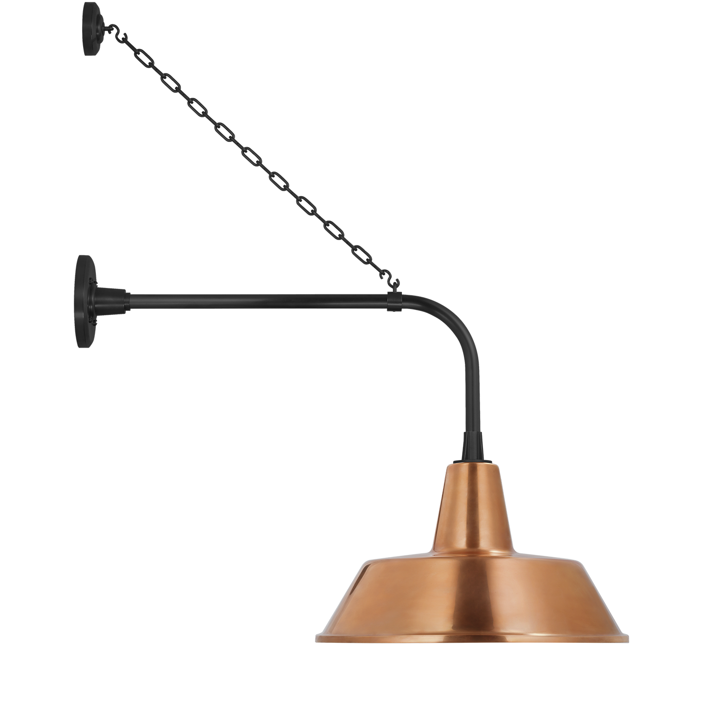 Academy 20" Anchored Rex Barn Light | Matte Black | 16 | 16" Soft Copper Bowers Shade