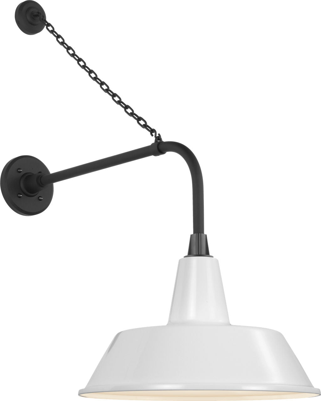 Academy 20" Anchored Rex Barn Light | Matte Black | 16 | 16" White Bowers Shade