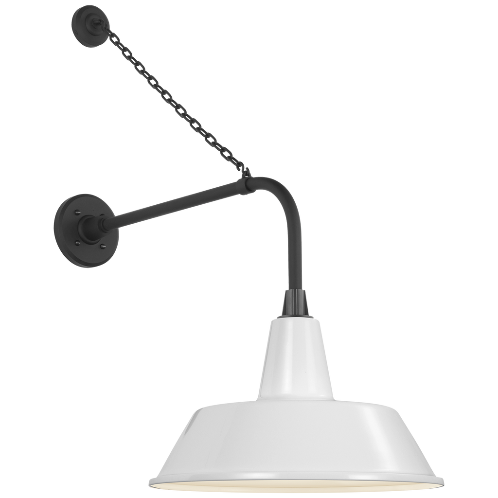 Academy 20" Anchored Rex Barn Light | Matte Black | 16 | 16" White Bowers Shade