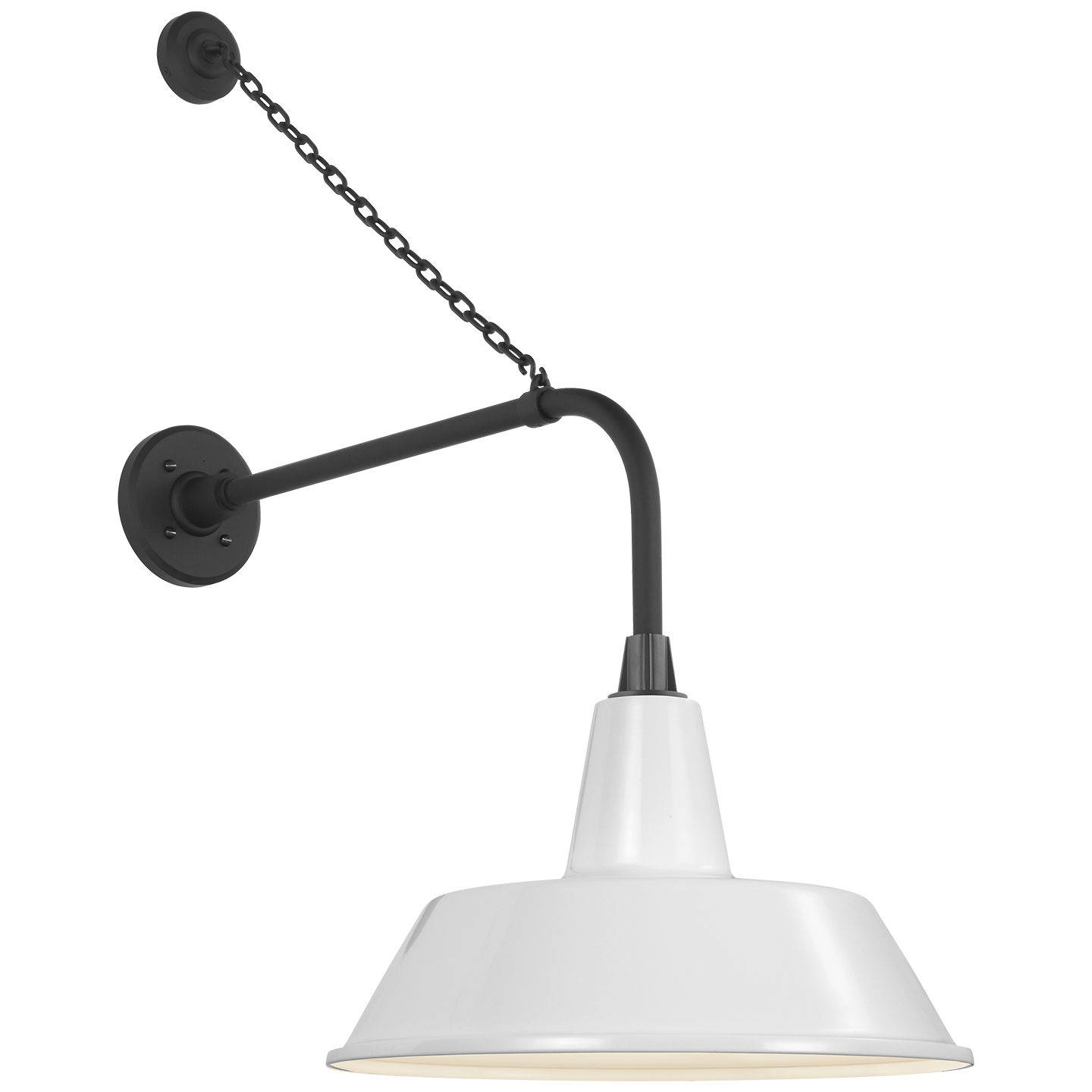 Academy 20" Anchored Rex Barn Light | Matte Black | 16 | 16" White Bowers Shade