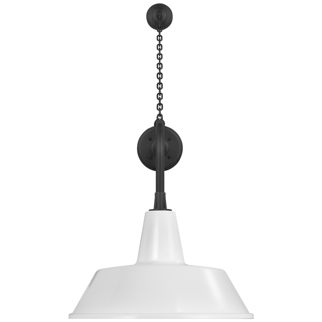 Academy 20" Anchored Rex Barn Light | Matte Black | 16 | 16" White Bowers Shade