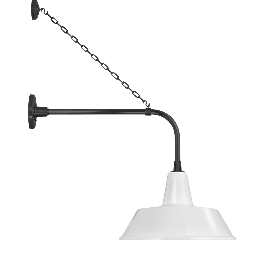 Academy 20" Anchored Rex Barn Light | Matte Black | 16 | 16" White Bowers Shade