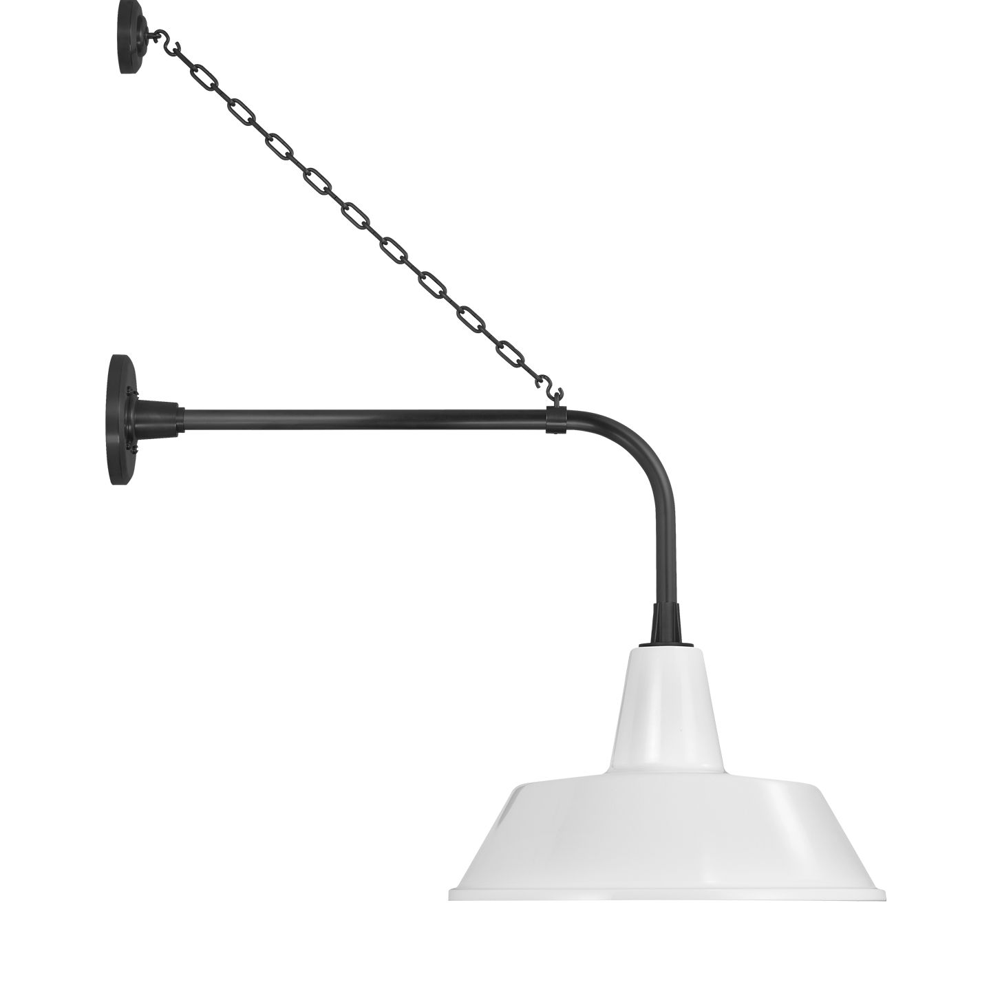 Academy 20" Anchored Rex Barn Light | Matte Black | 16 | 16" White Bowers Shade