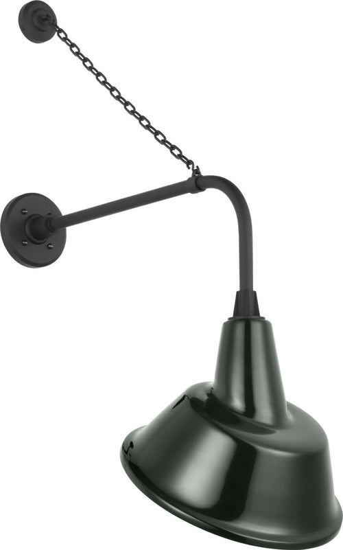Academy 20" Anchored Rex Barn Light | Matte Black | 12.5 | 12.5" Green Tilted Bowers Shade