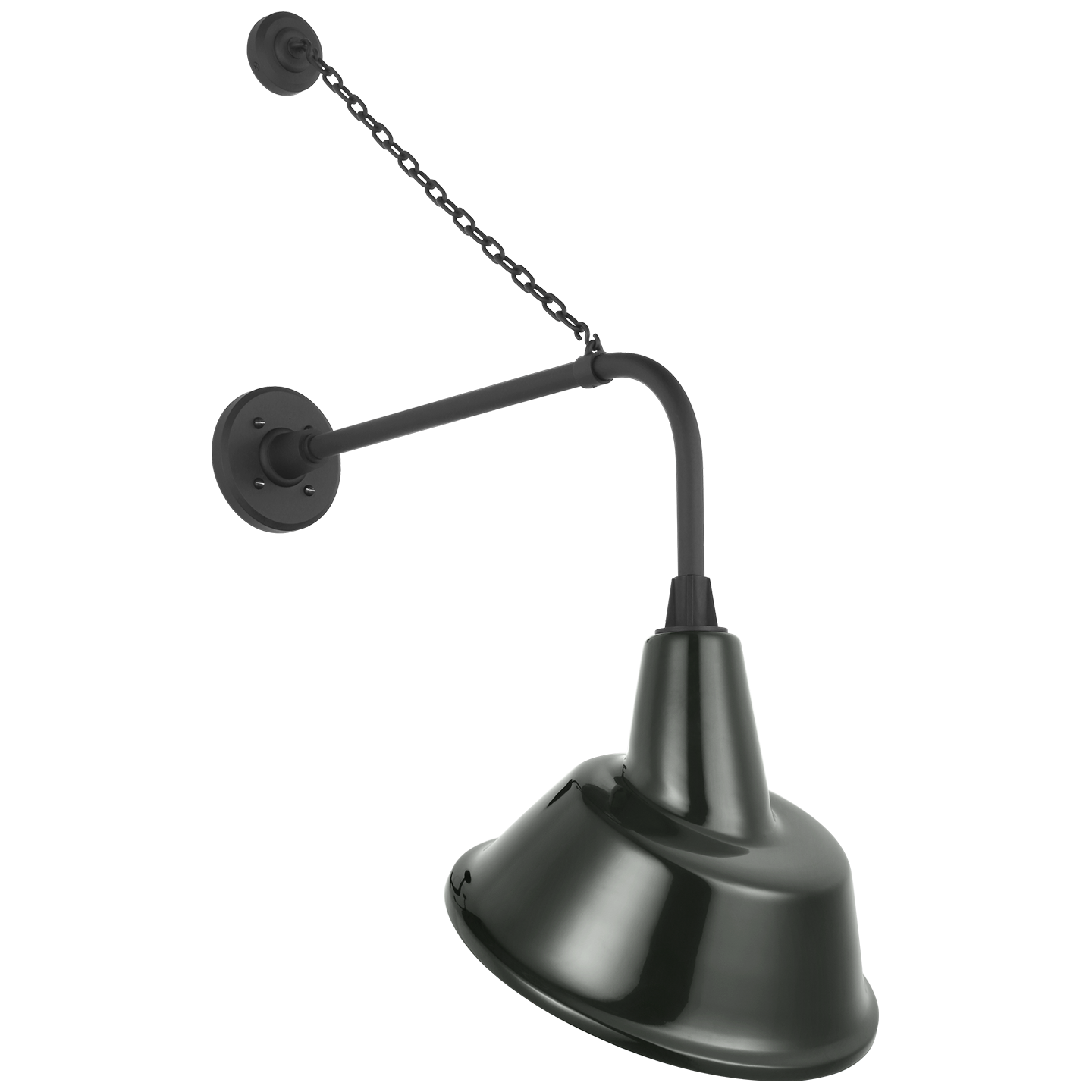 Academy 20" Anchored Rex Barn Light | Matte Black | 12.5 | 12.5" Green Tilted Bowers Shade