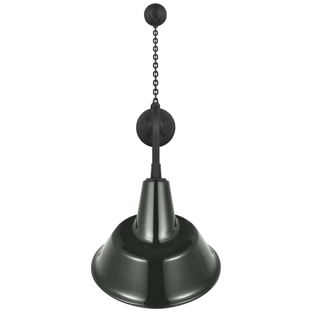 Academy 20" Anchored Rex Barn Light | Matte Black | 12.5 | 12.5" Green Tilted Bowers Shade