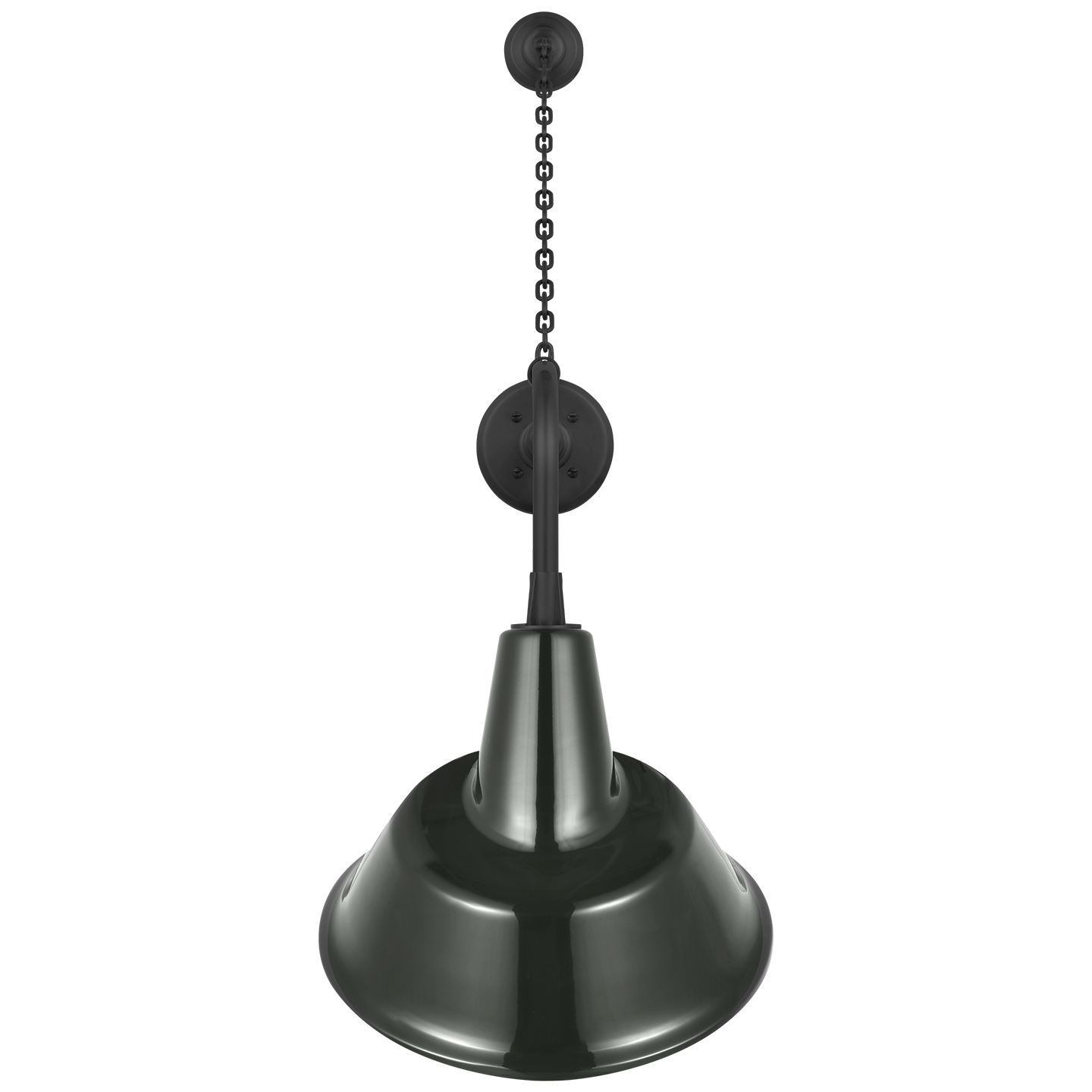 Academy 20" Anchored Rex Barn Light | Matte Black | 12.5 | 12.5" Green Tilted Bowers Shade
