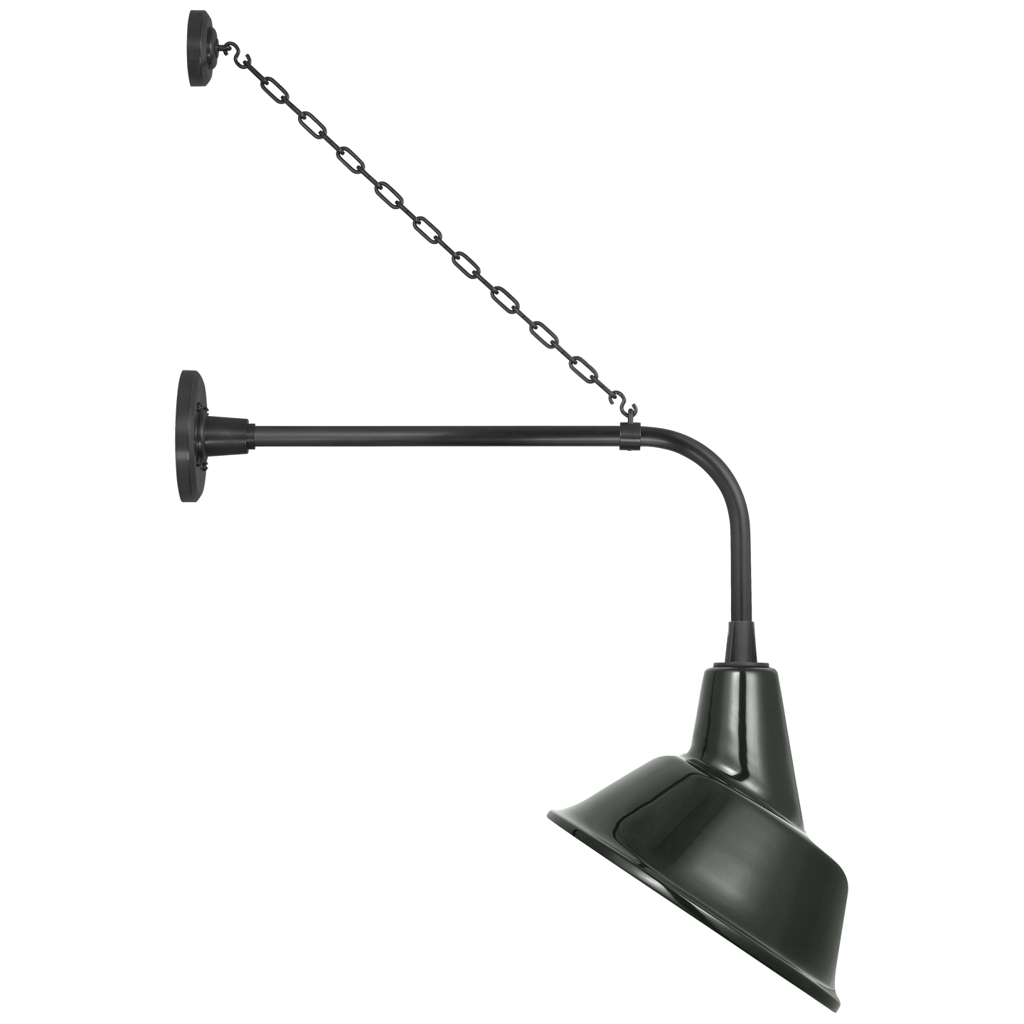 Academy 20" Anchored Rex Barn Light | Matte Black | 12.5 | 12.5" Green Tilted Bowers Shade