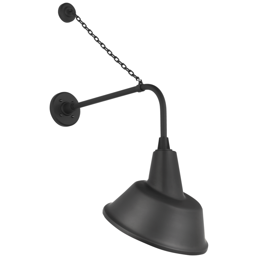 Academy 20" Anchored Rex Barn Light | Matte Black | 12.5 | 12.5" Matte Black Tilted Bowers Shade