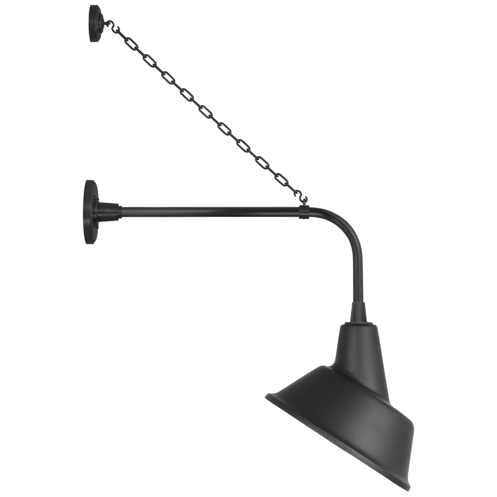 Academy 20" Anchored Rex Barn Light | Matte Black | 12.5 | 12.5" Matte Black Tilted Bowers Shade
