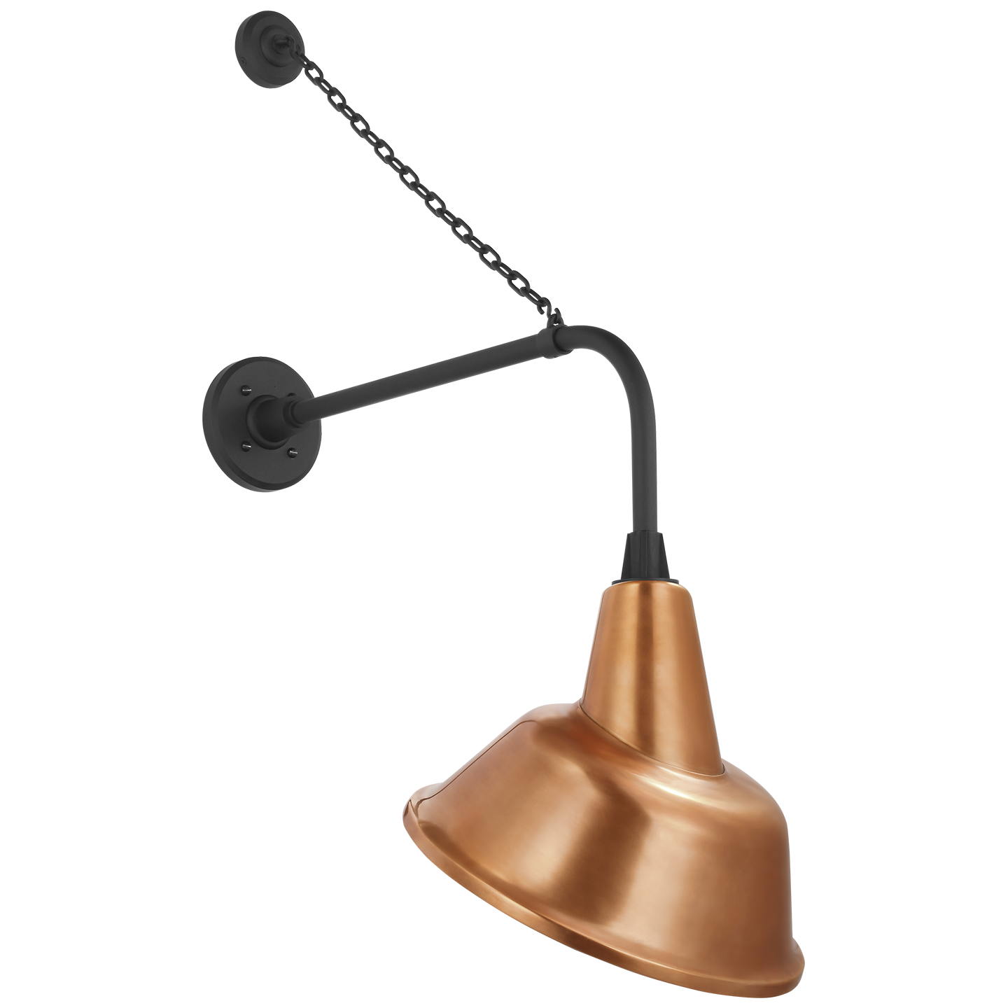 Academy 20" Anchored Rex Barn Light | Matte Black | 12.5 | 12.5" Soft Copper Tilted Bowers Shade