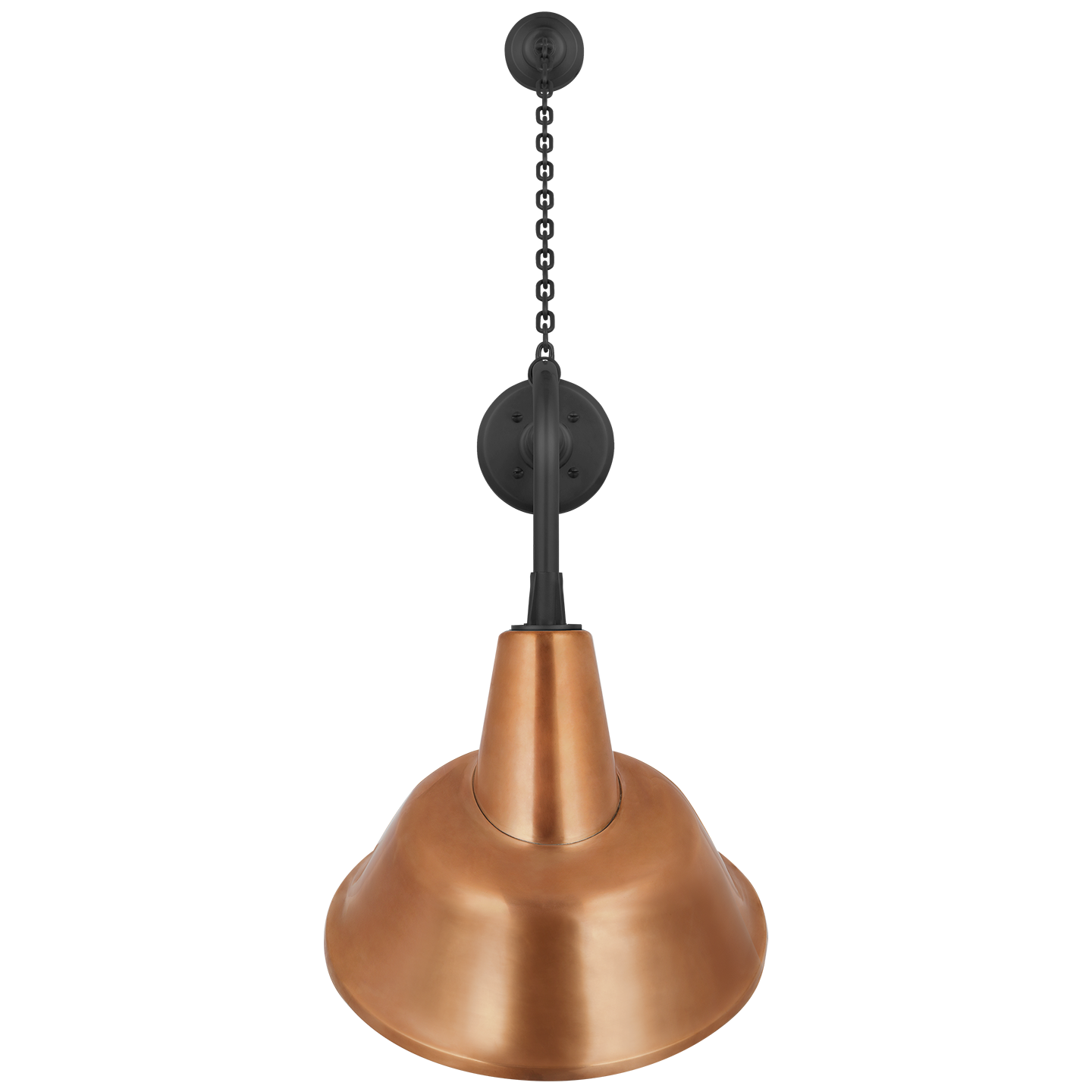 Academy 20" Anchored Rex Barn Light | Matte Black | 12.5 | 12.5" Soft Copper Tilted Bowers Shade