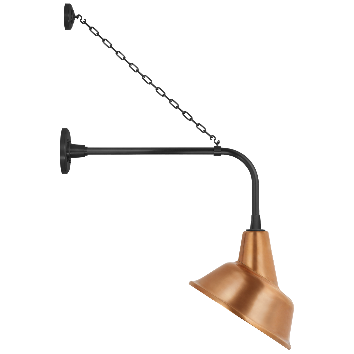 Academy 20" Anchored Rex Barn Light | Matte Black | 12.5 | 12.5" Soft Copper Tilted Bowers Shade