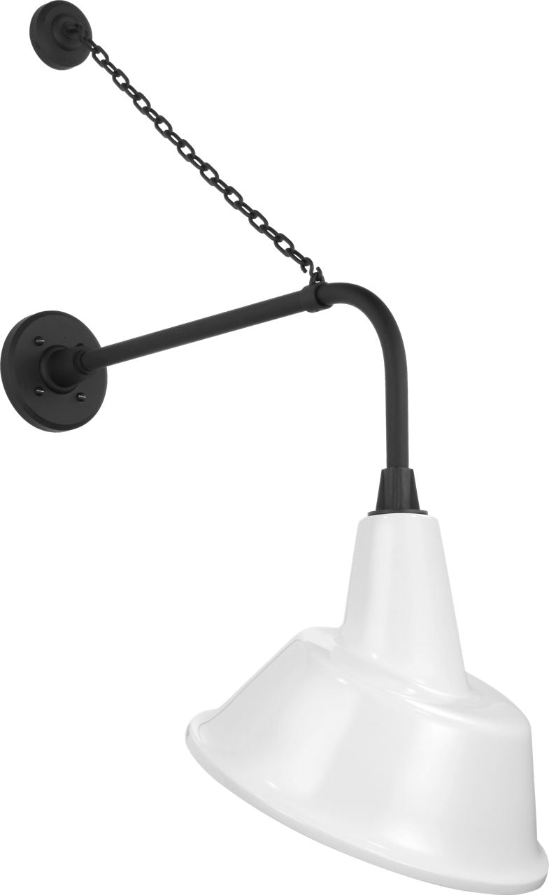 Academy 20" Anchored Rex Barn Light | Matte Black | 12.5 | 12.5" White Tilted Bowers Shade