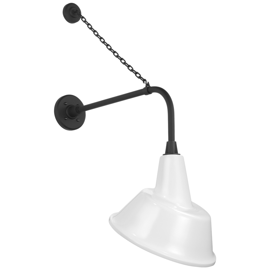 Academy 20" Anchored Rex Barn Light | Matte Black | 12.5 | 12.5" White Tilted Bowers Shade