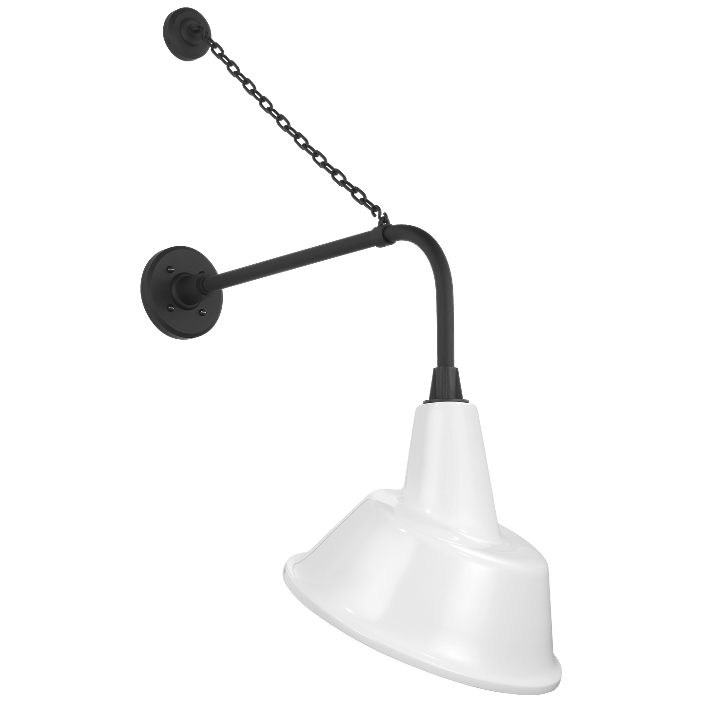 Academy 20" Anchored Rex Barn Light | Matte Black | 12.5 | 12.5" White Tilted Bowers Shade