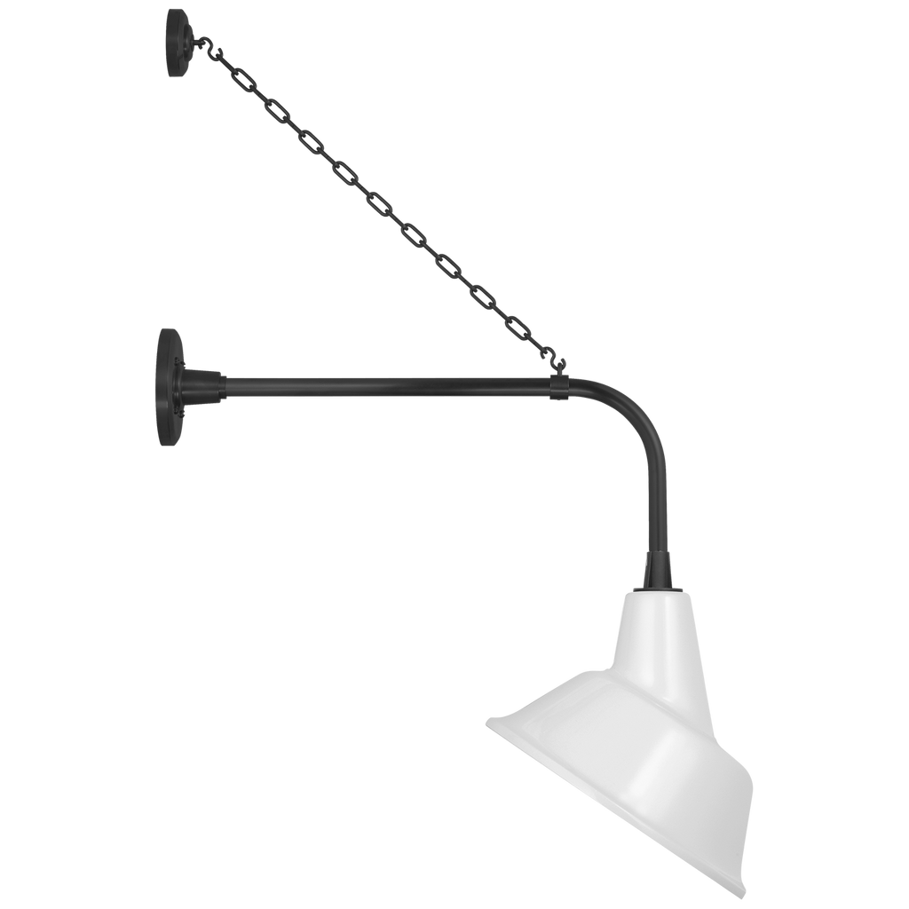 Academy 20" Anchored Rex Barn Light | Matte Black | 12.5 | 12.5" White Tilted Bowers Shade