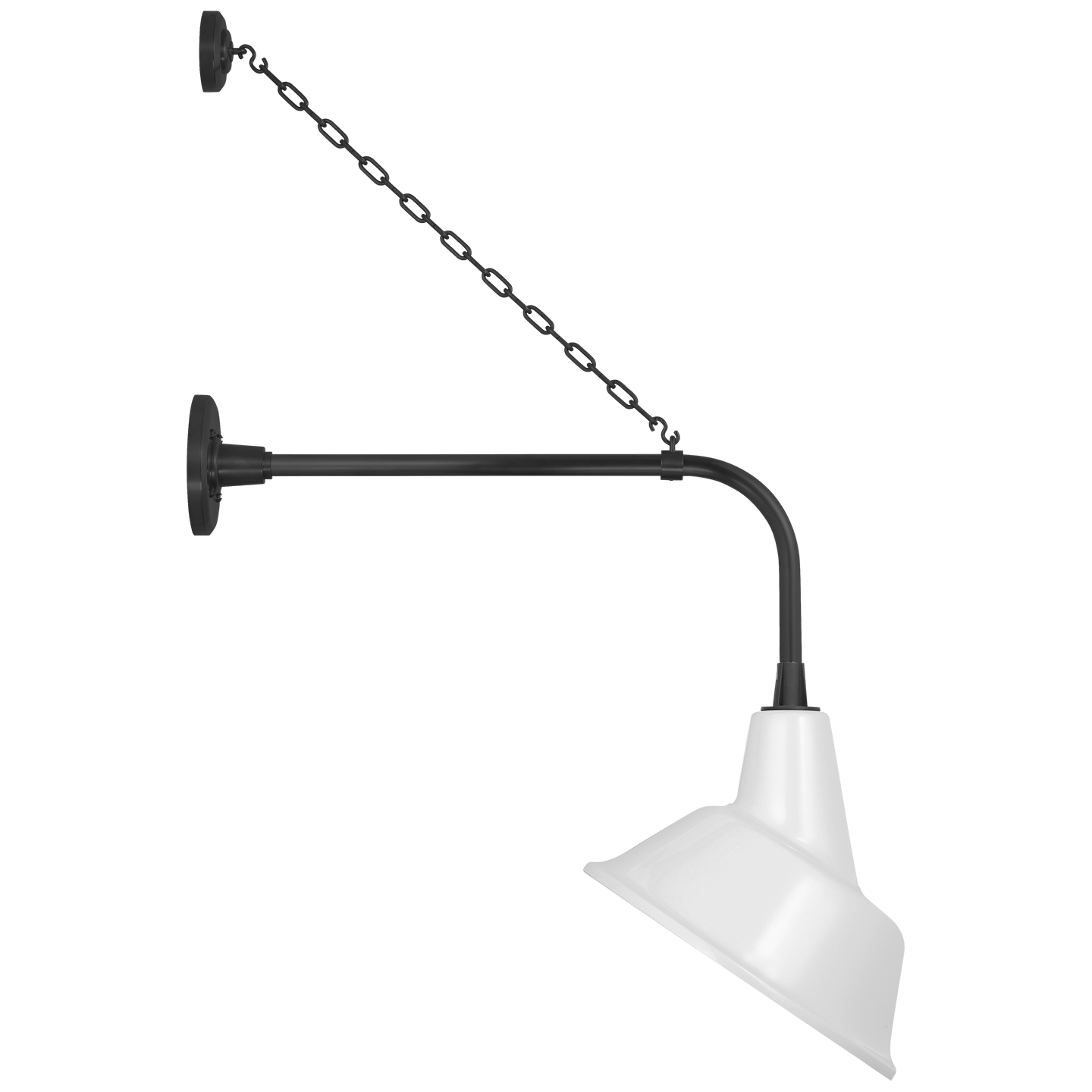 Academy 20" Anchored Rex Barn Light | Matte Black | 12.5 | 12.5" White Tilted Bowers Shade